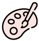 Pink paint palette icon.